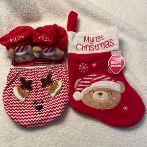 My First Christmas THREE Piece Unisex Baby Bundle 0-6 Months